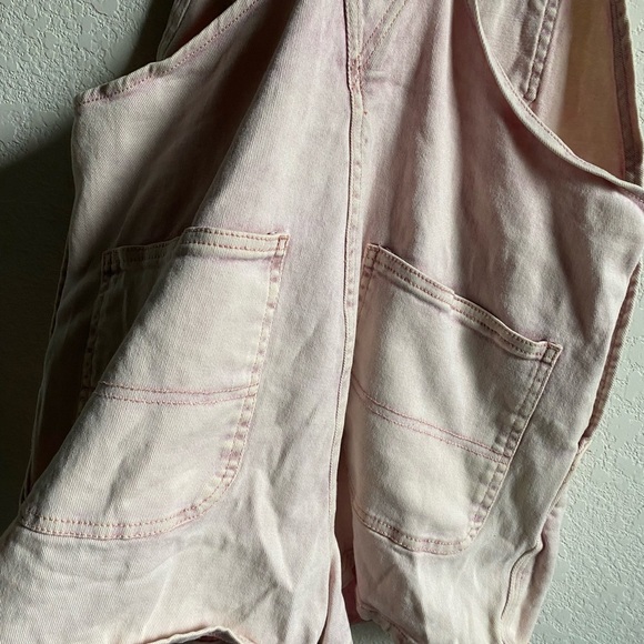 Faherty MECHANIC PINK ACID WASH RETRO ORGANIC COTTON DENIM SHORT OVERALL XS - Picture 8 of 14